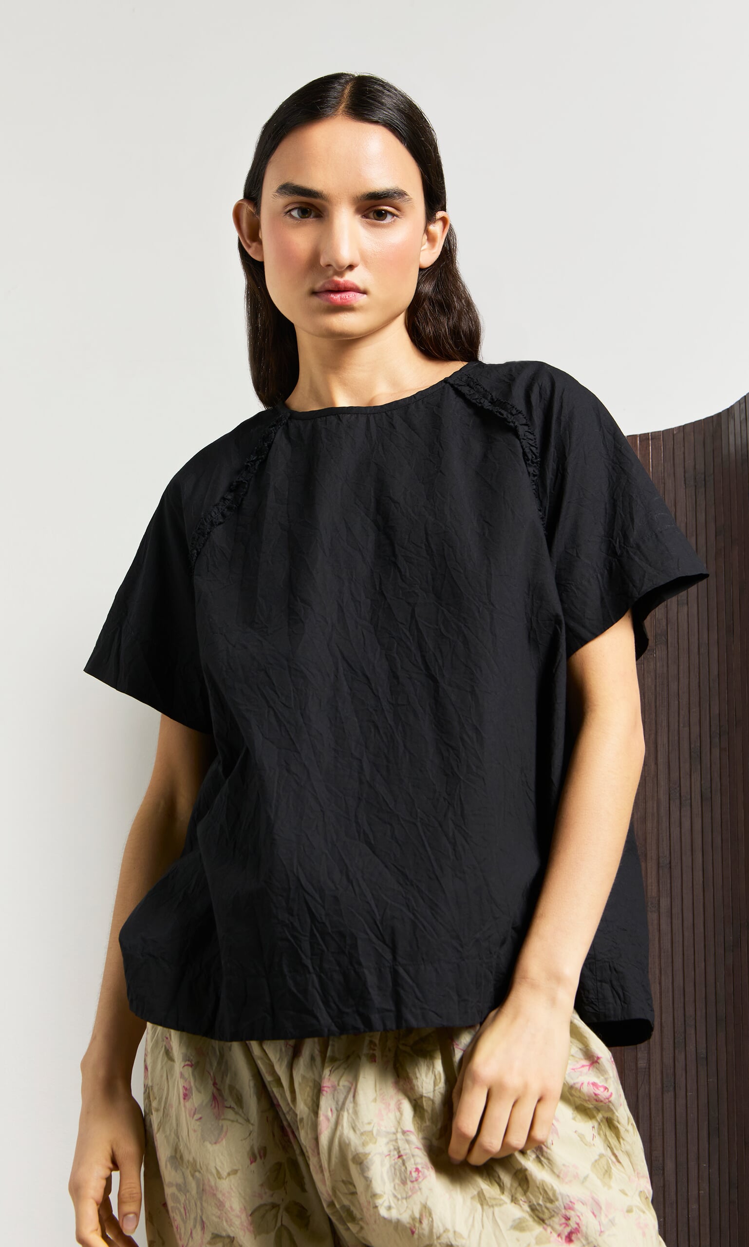 Crinkly Black Blouse