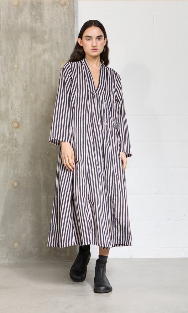Hoyland Dress - Charcoal Stripe