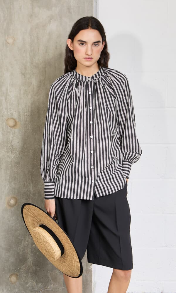 Ailsa Blouse - Charcoal Stripe
