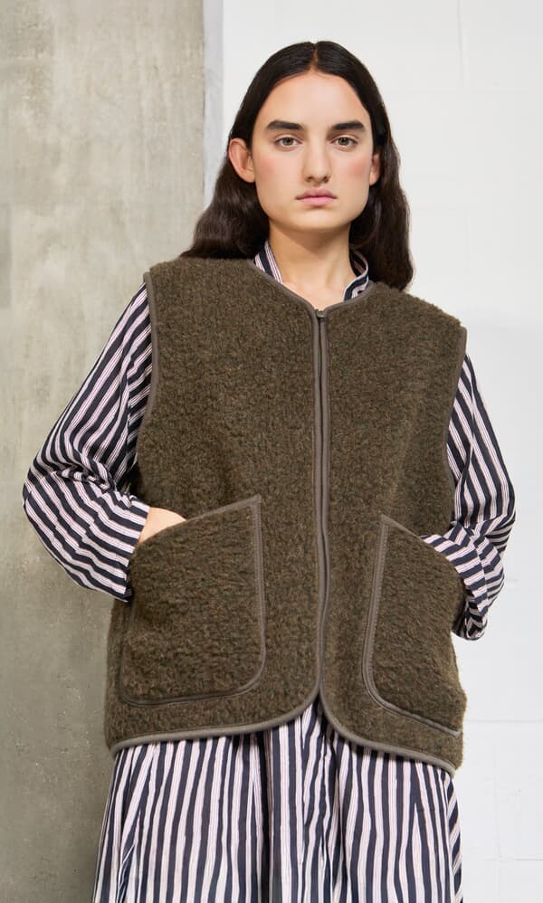 Khaki Wool Gilet