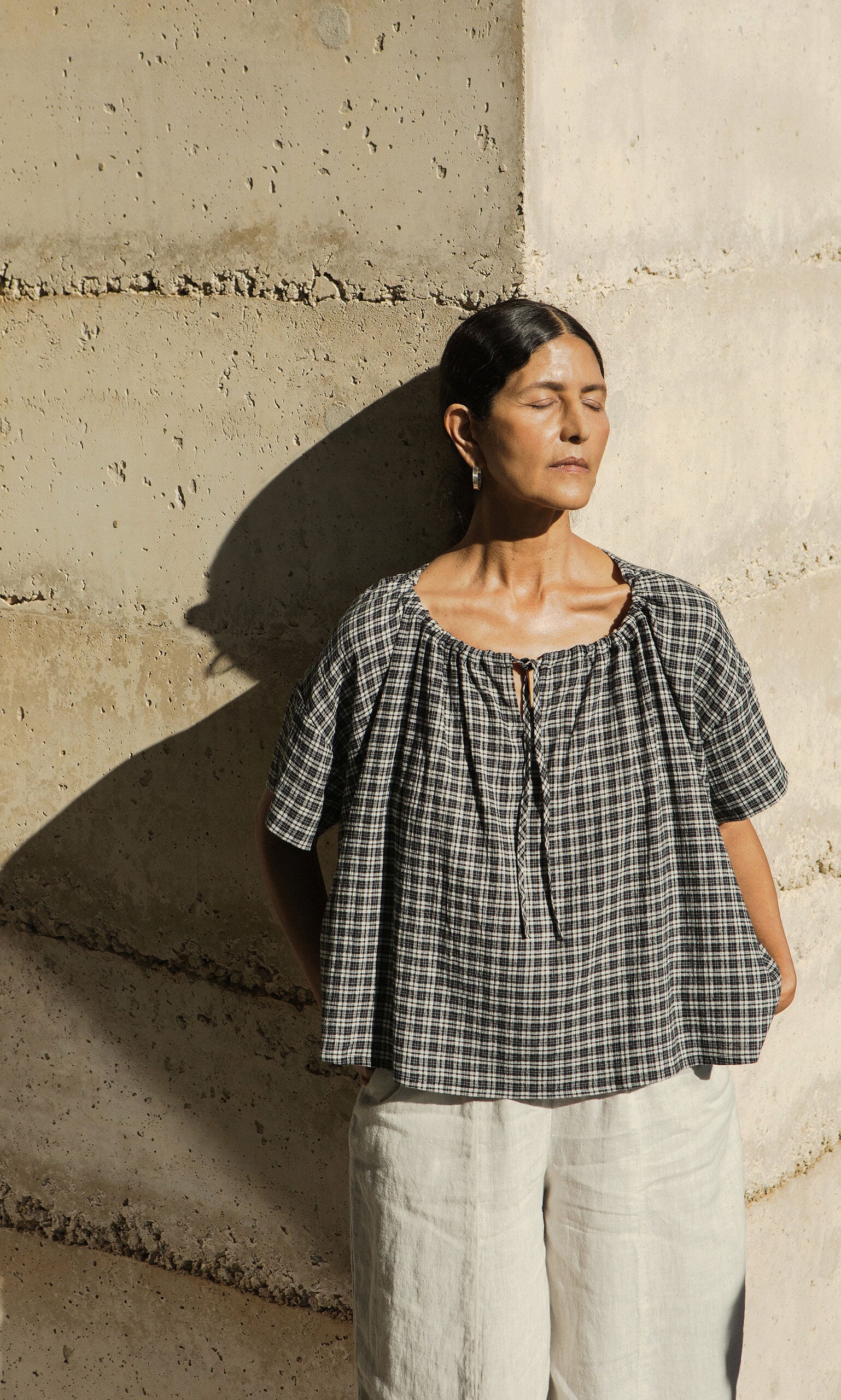 Ida Tie Blouse - Plaid