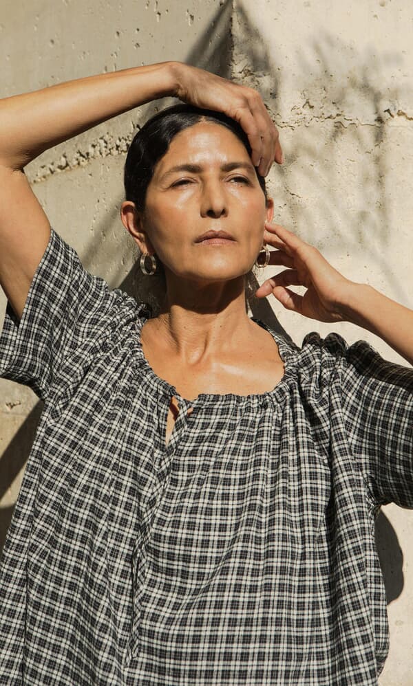 Ida Tie Blouse - Plaid