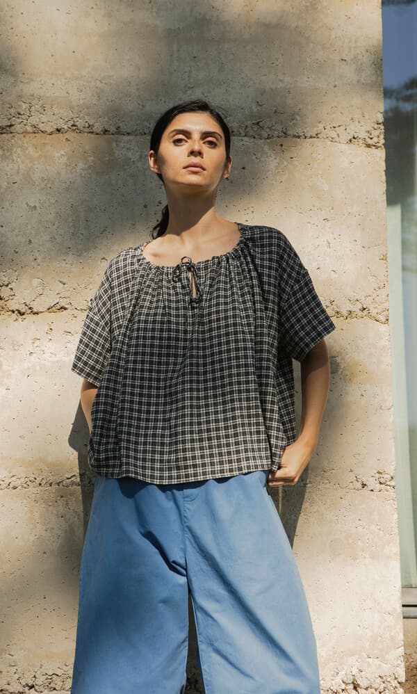 Ida Tie Blouse - Plaid