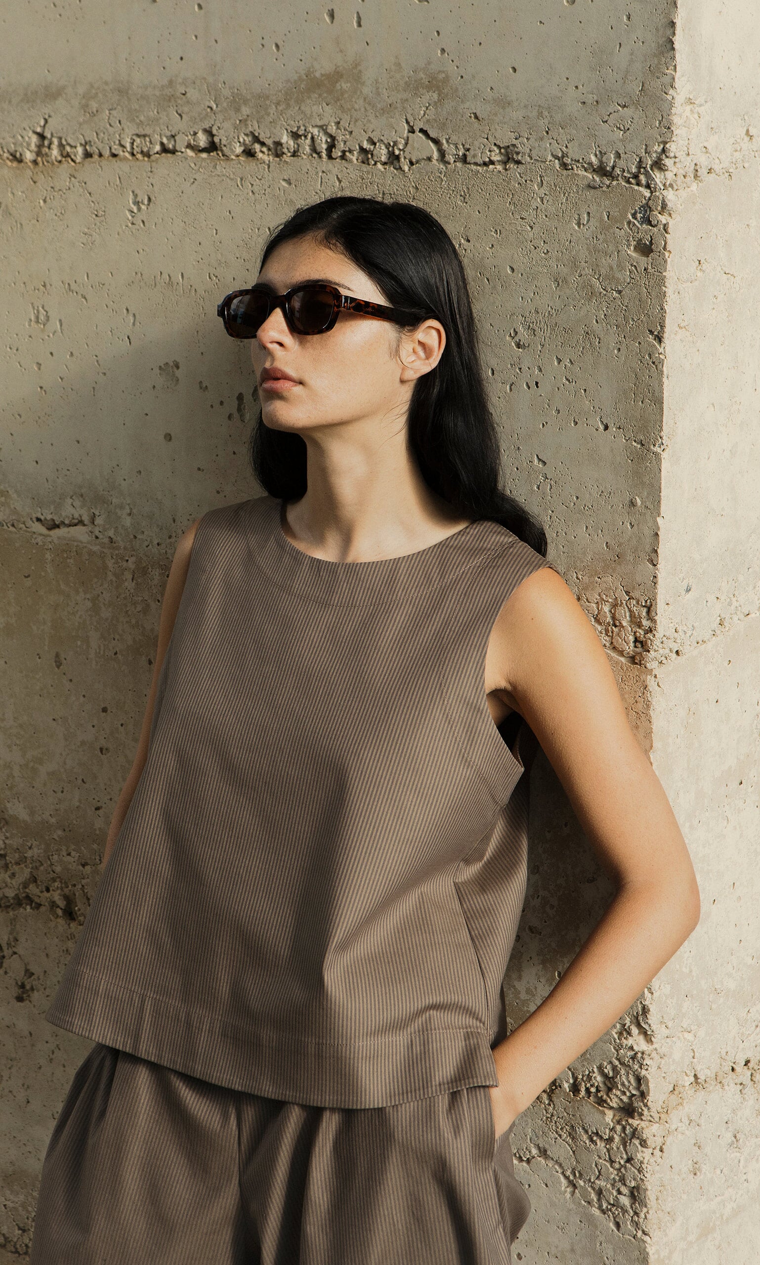 Linda Top - Brown Stripe