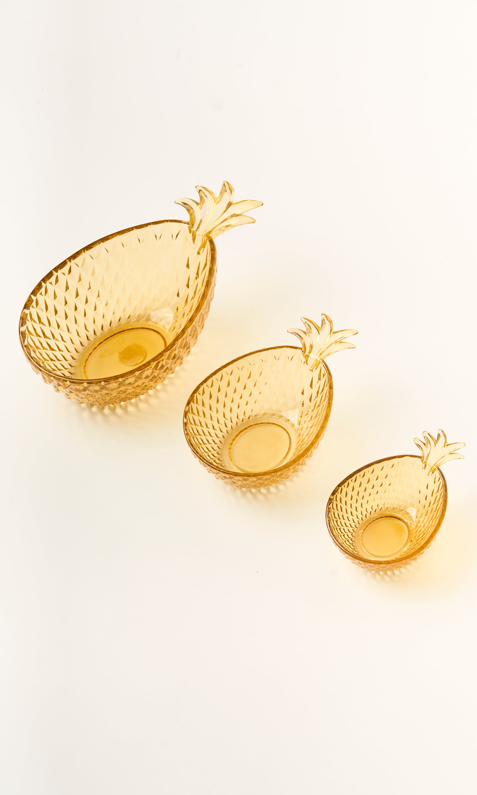 Glass Pineapple Bowls (Set of 3)