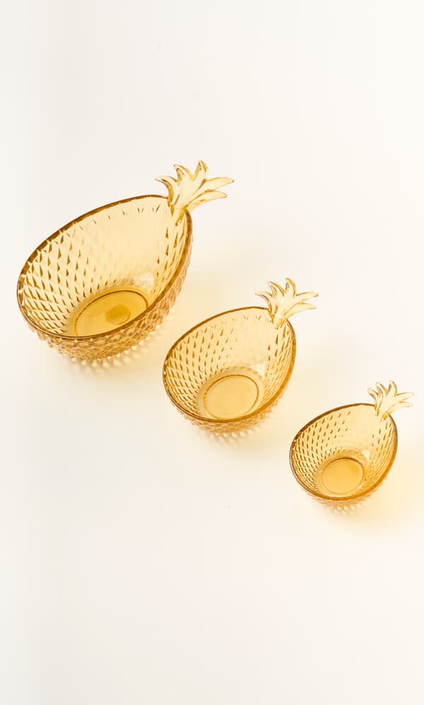 Glass Pineapple Bowls (Set of 3)
