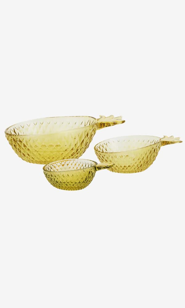 Glass Pineapple Bowls (Set of 3)