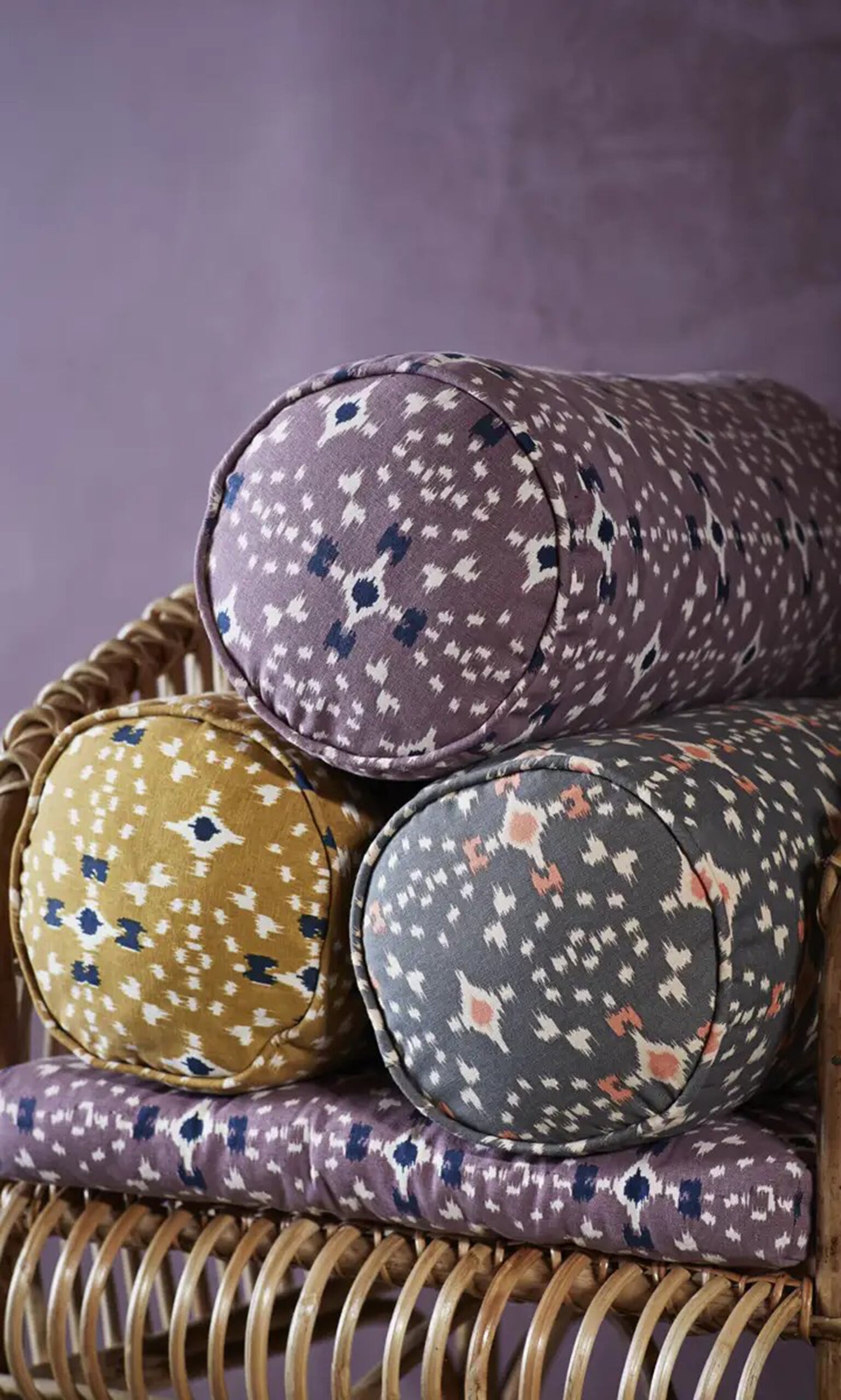 Printed Bolster Cushion - Grey