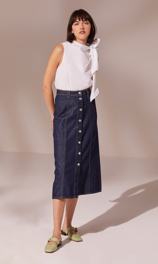 Vita indigo wash denim skirt by Ganni