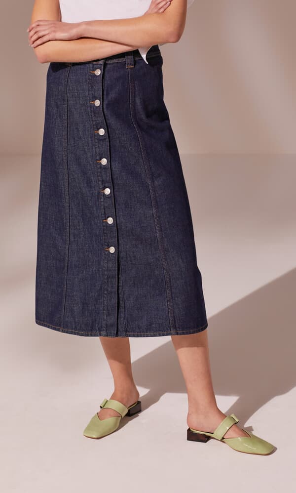 Vita indigo wash denim skirt by Ganni