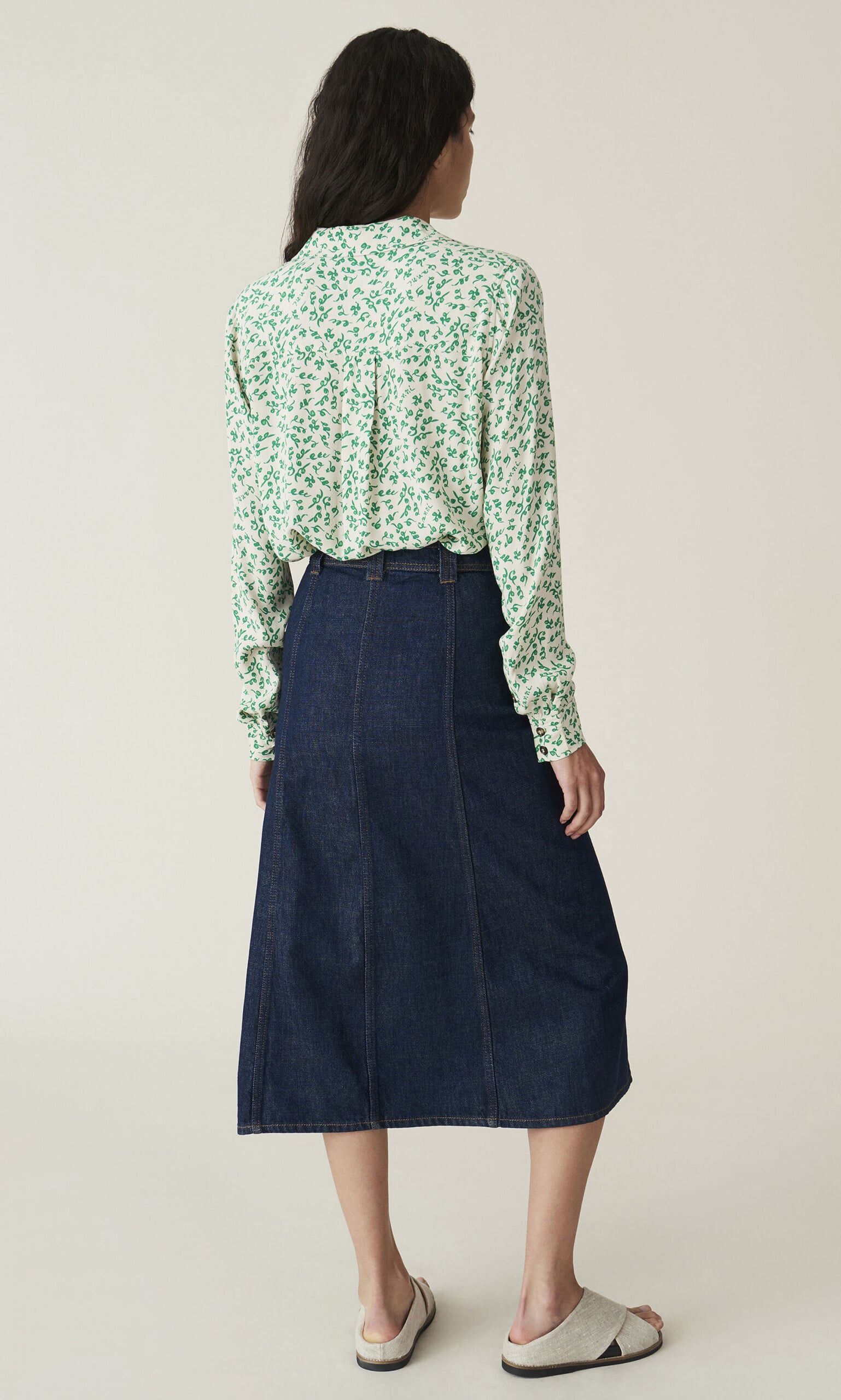 Vita indigo wash denim skirt by Ganni
