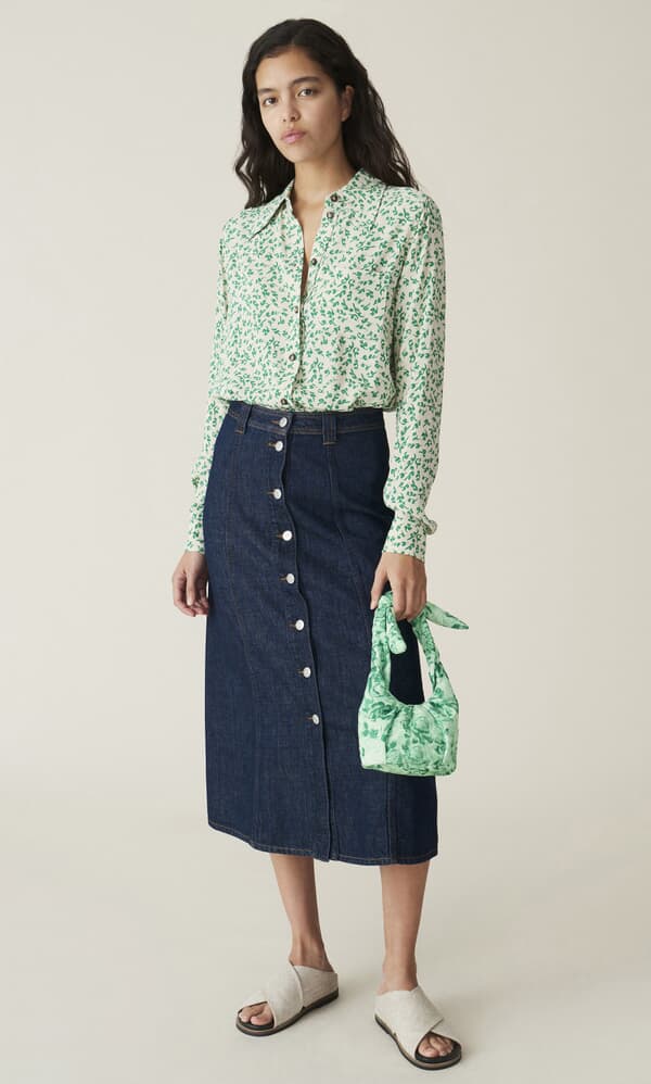 Vita indigo wash denim skirt by Ganni