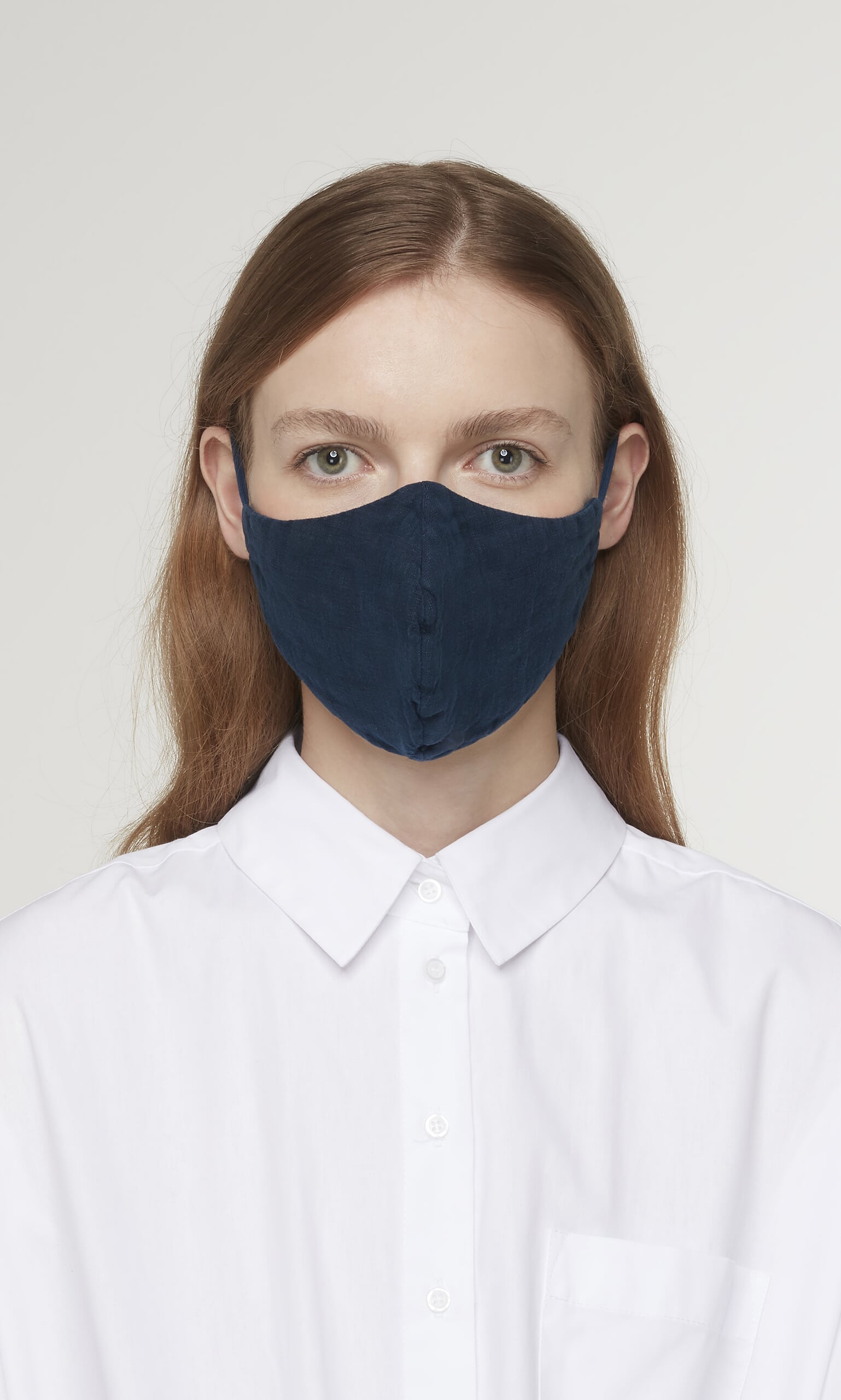 Organic linen mask - indigo