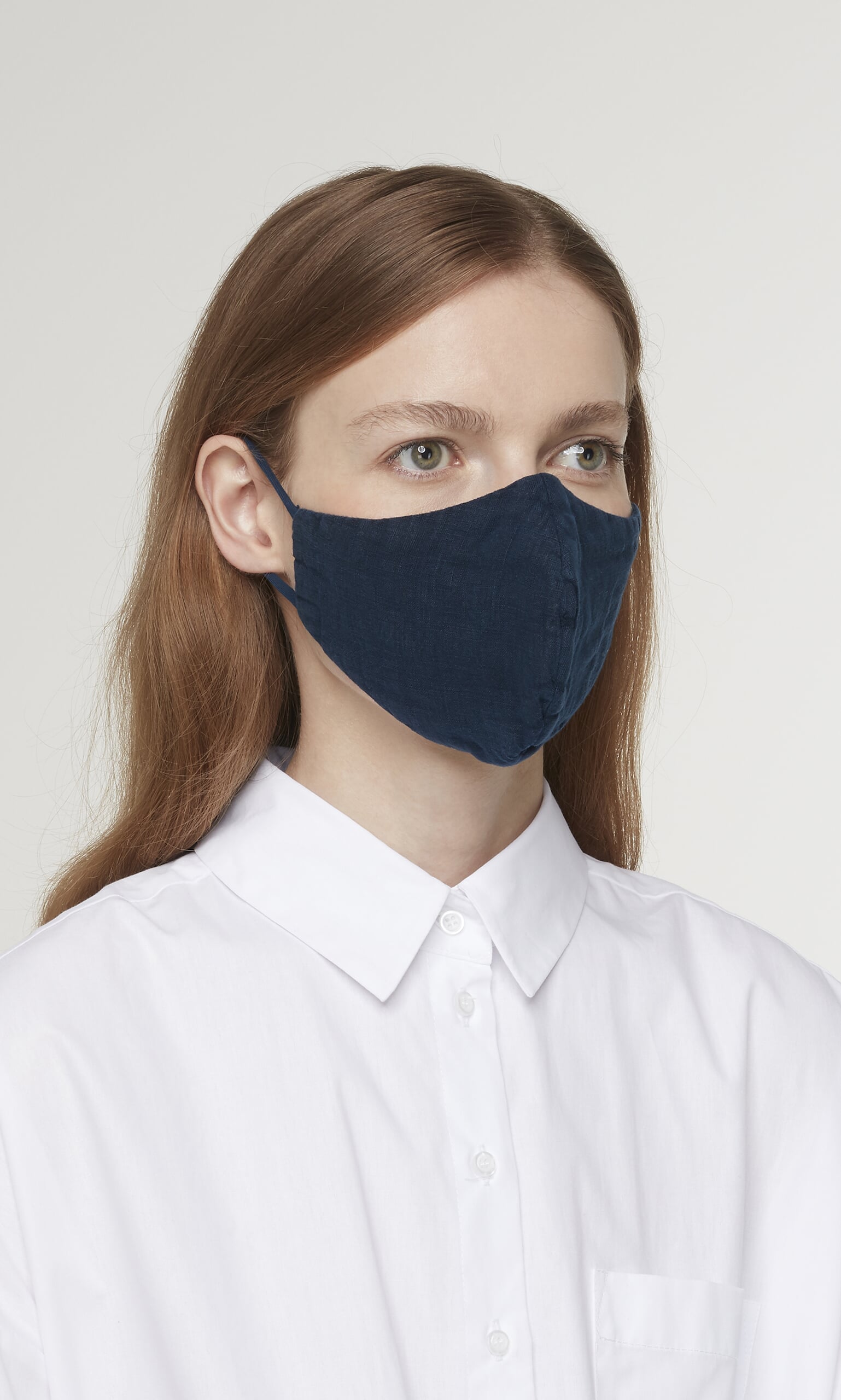 Organic linen mask - indigo