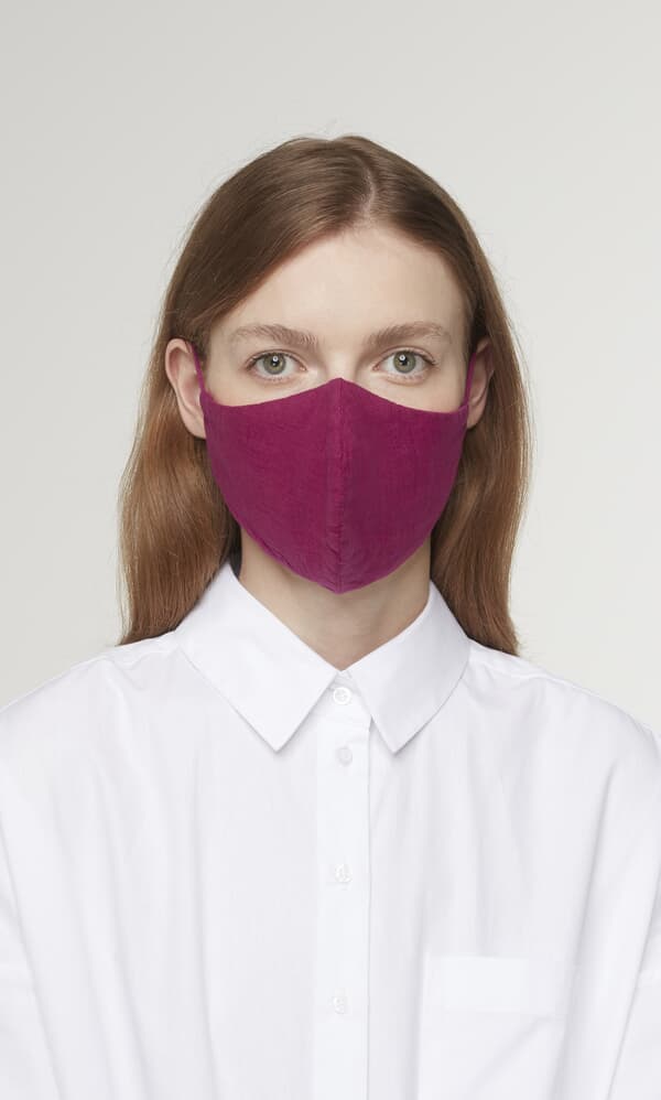 Organic linen mask - hibiscus