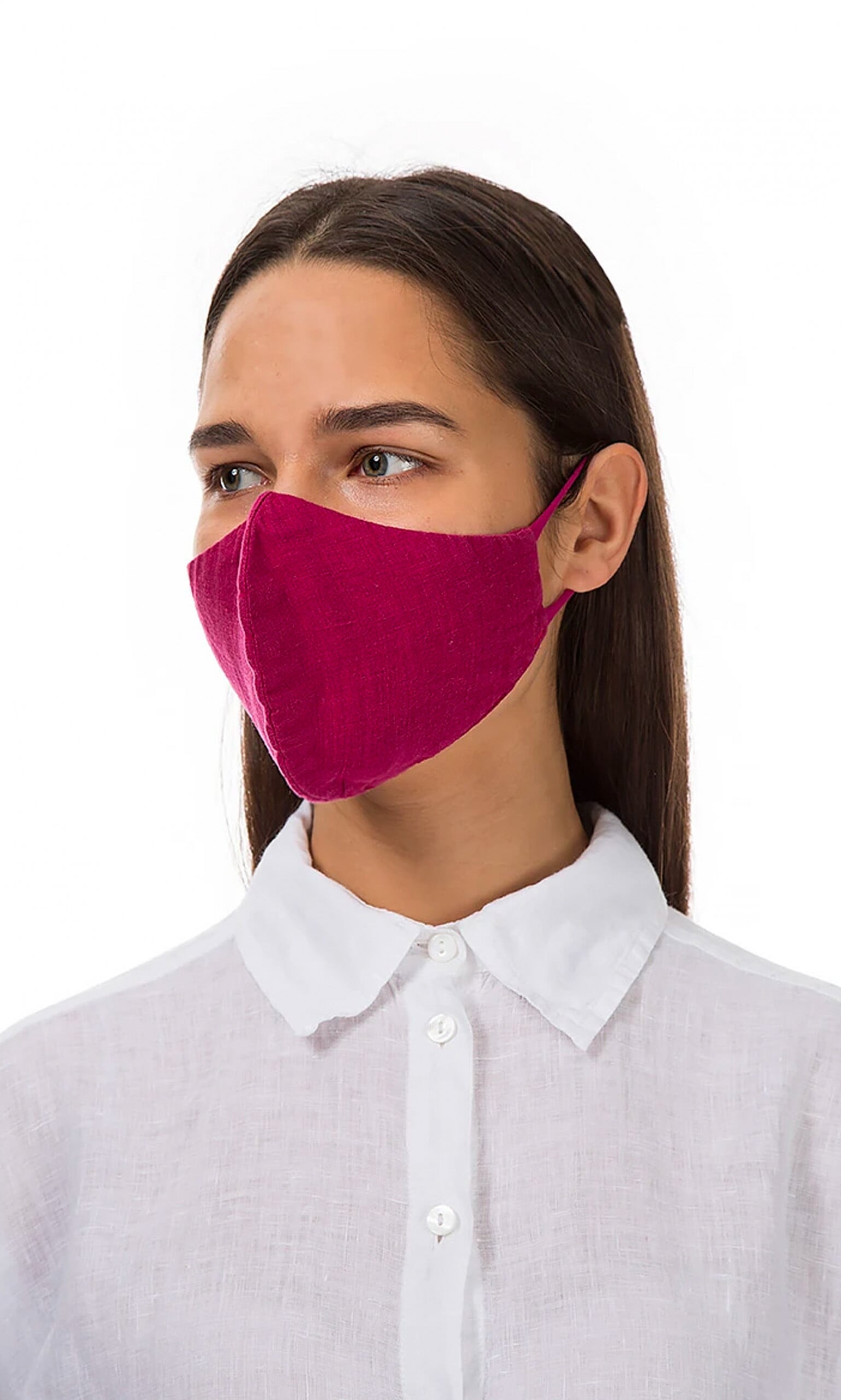 Organic linen mask - hibiscus