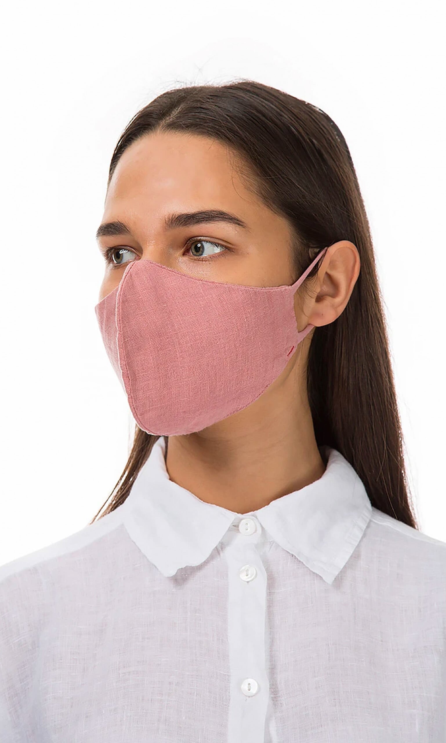 Organic linen mask - rosebud