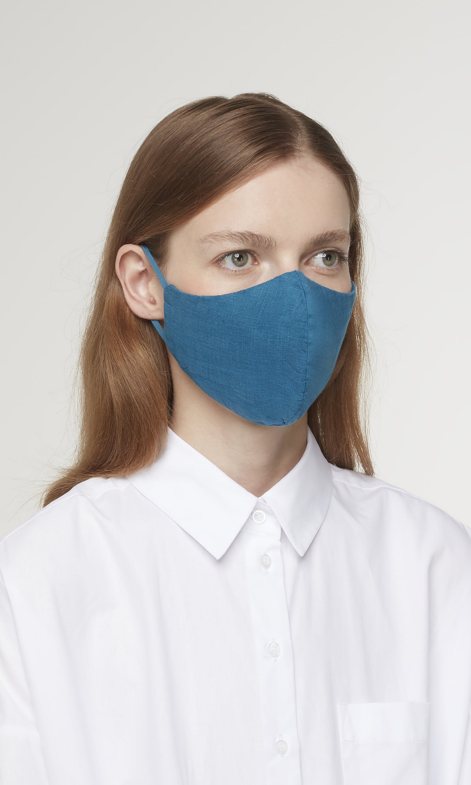 Organic linen mask - finnish blue