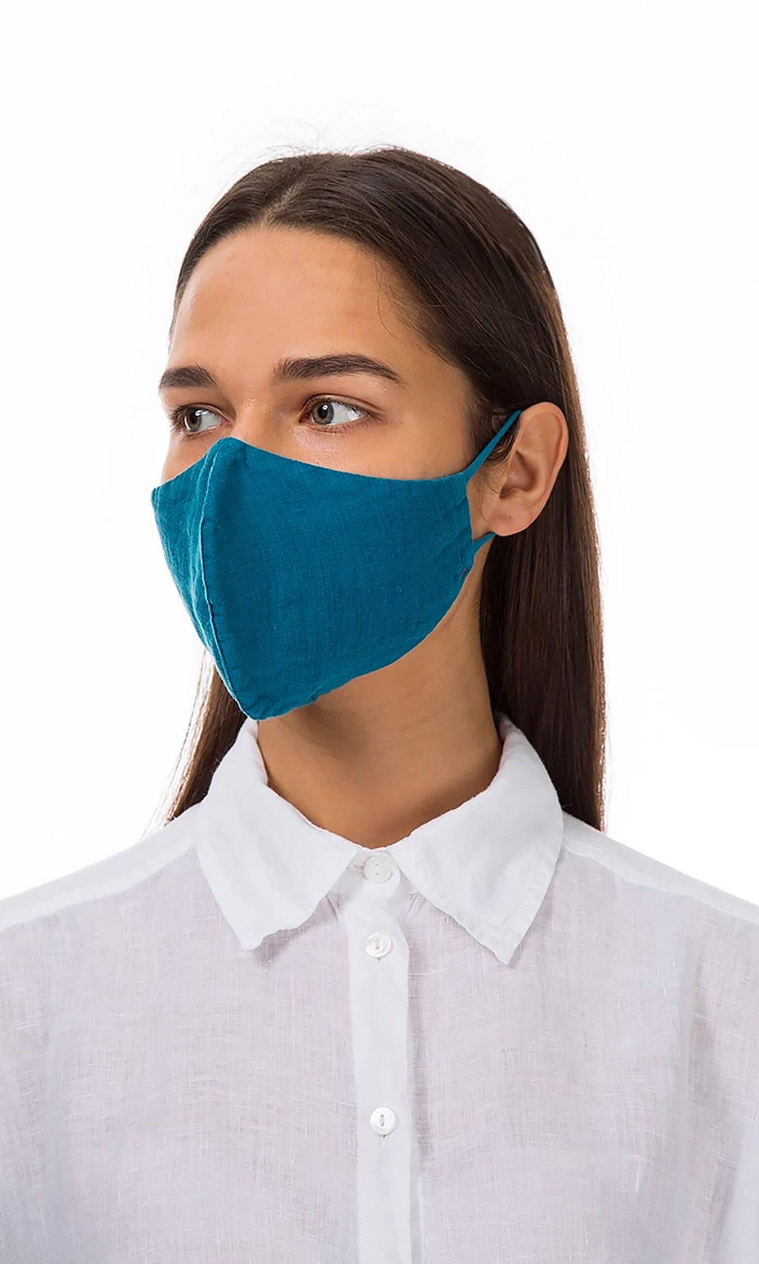 Organic linen mask - finnish blue