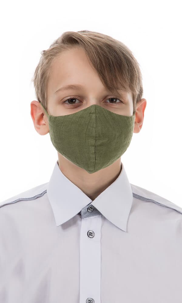 Organic linen KIDS mask - khaki