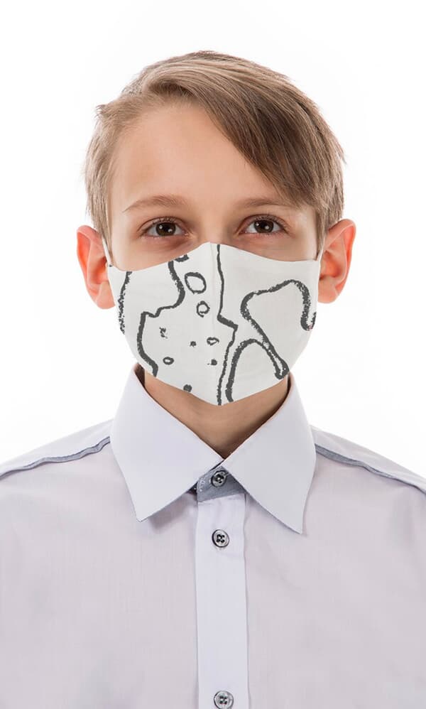 Organic linen KIDS mask - scary stripe