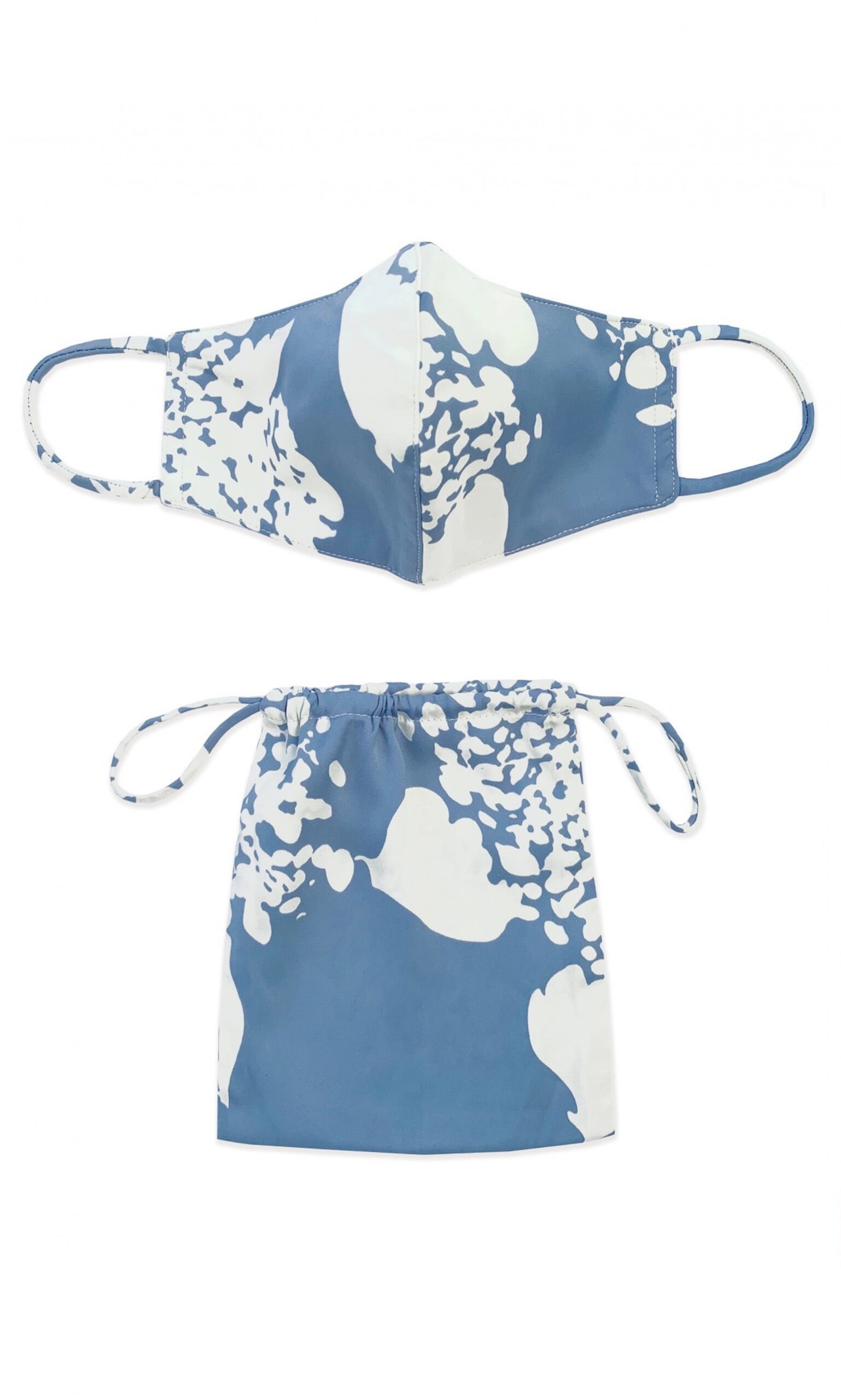 Blue hydrangea mask & pouch