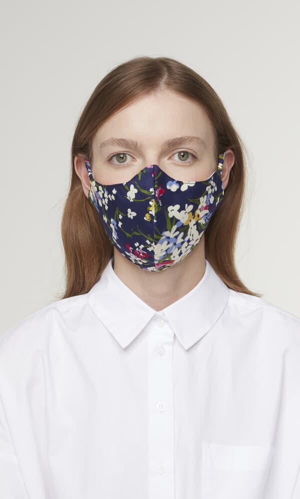 Navy floral mask & pouch