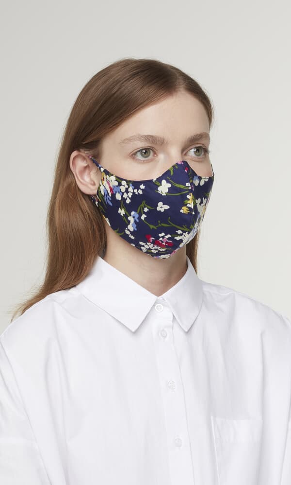 Navy floral mask & pouch