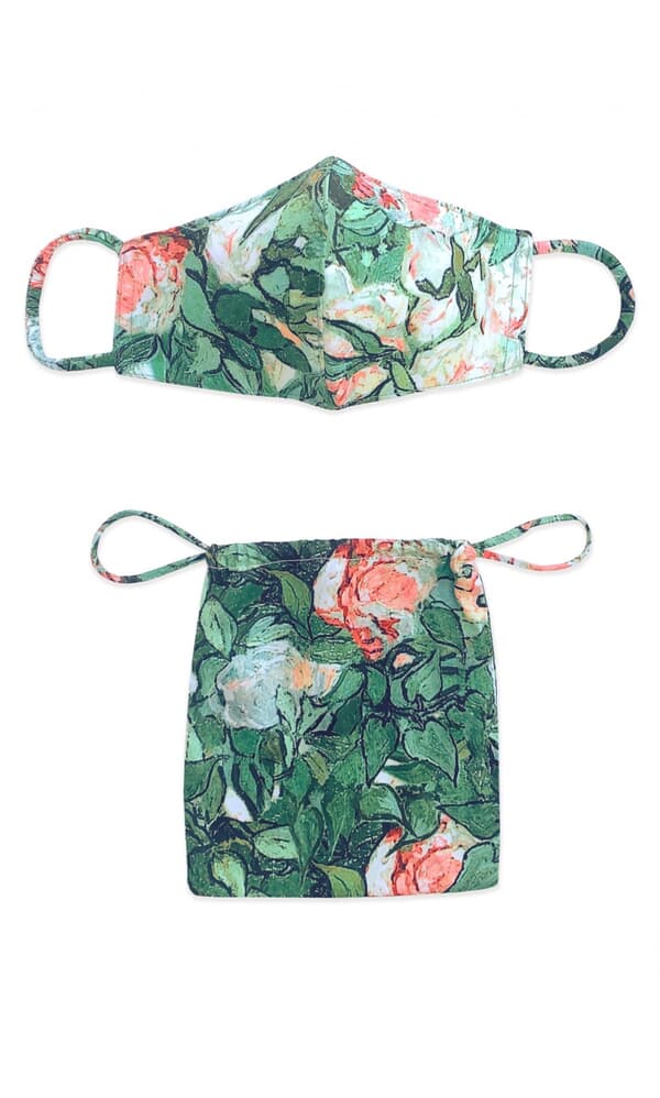Celadon rose mask & pouch