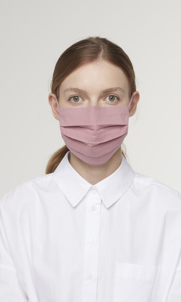 Pleated face mask & pouch - rose