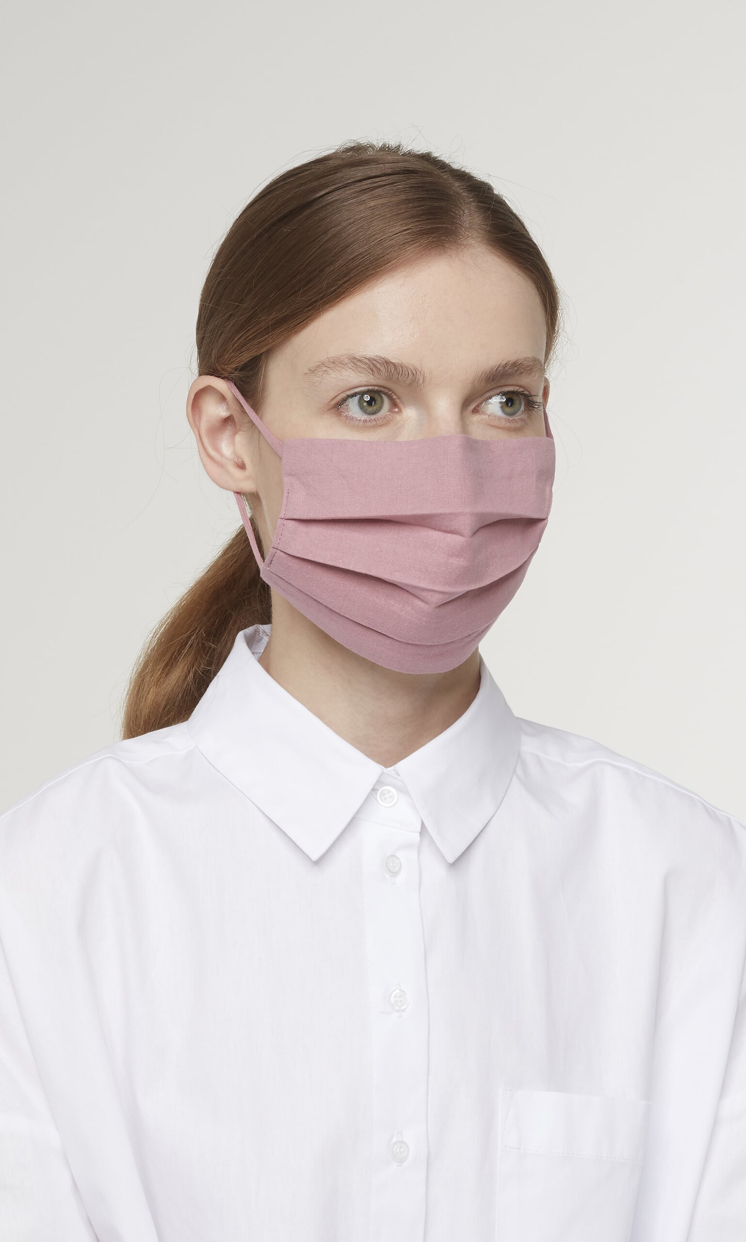 Pleated face mask & pouch - rose
