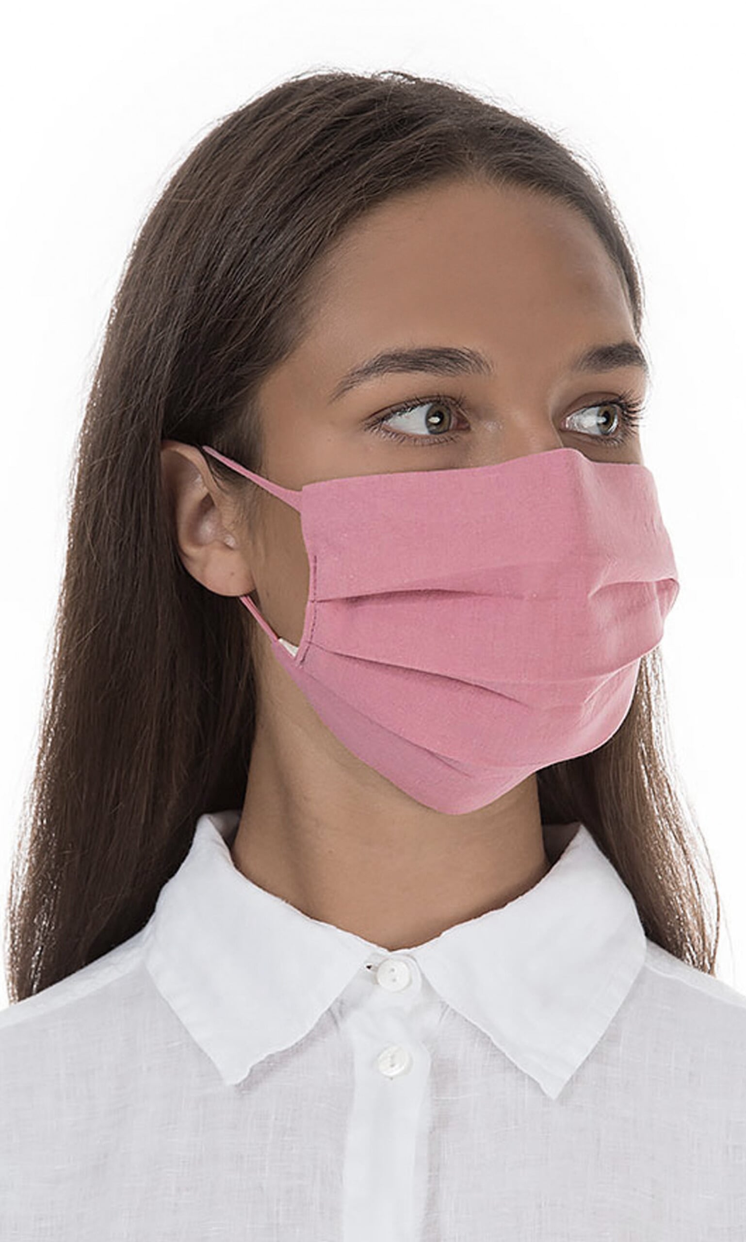 Pleated face mask & pouch - rose