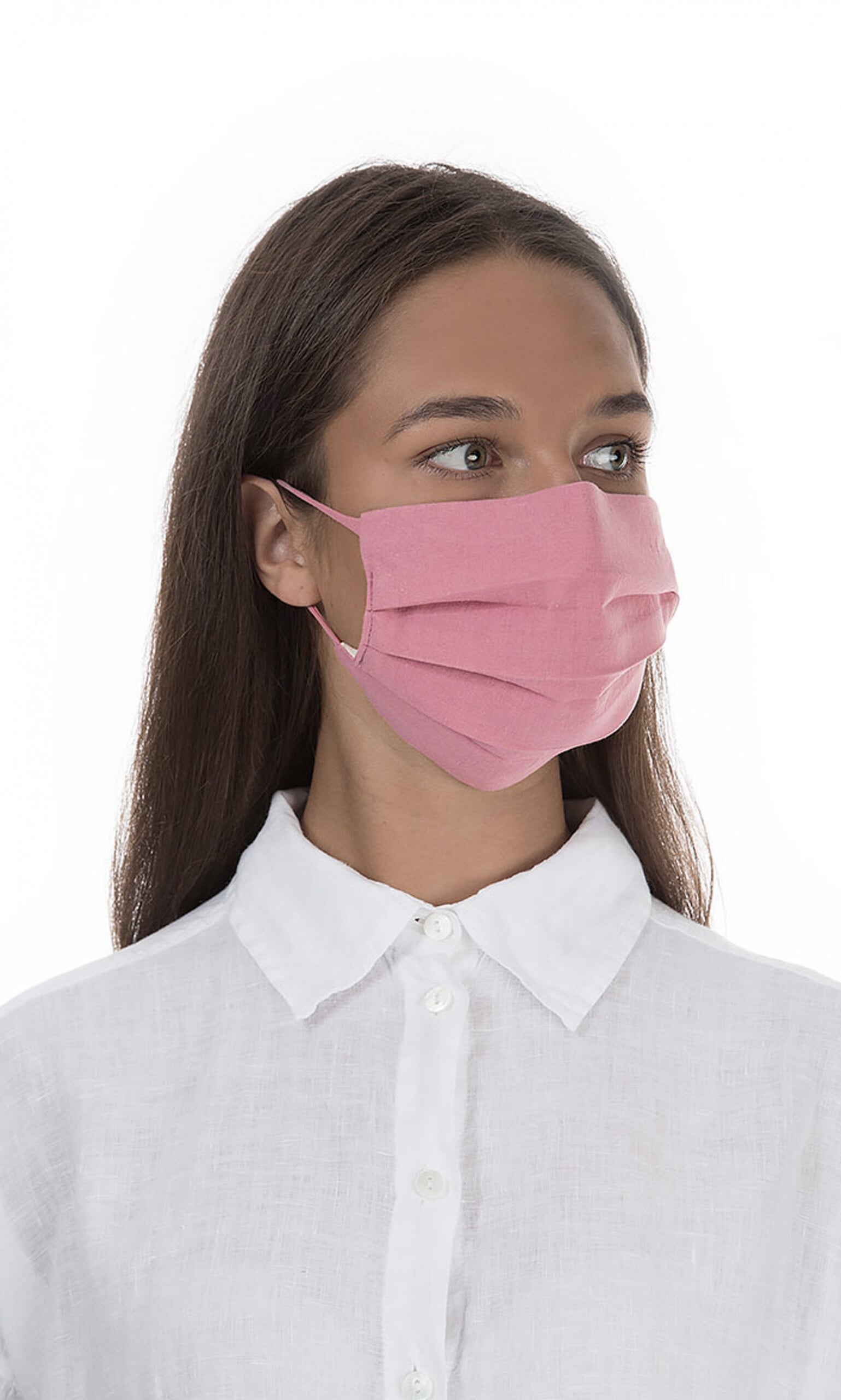 Pleated face mask & pouch - rose