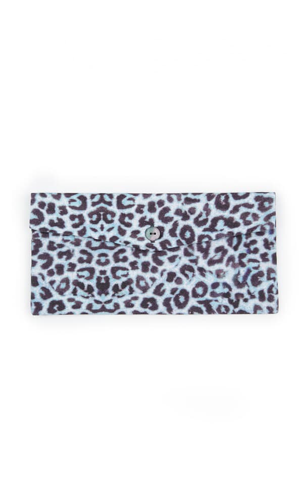 Pleated face mask & pouch - blue leopard