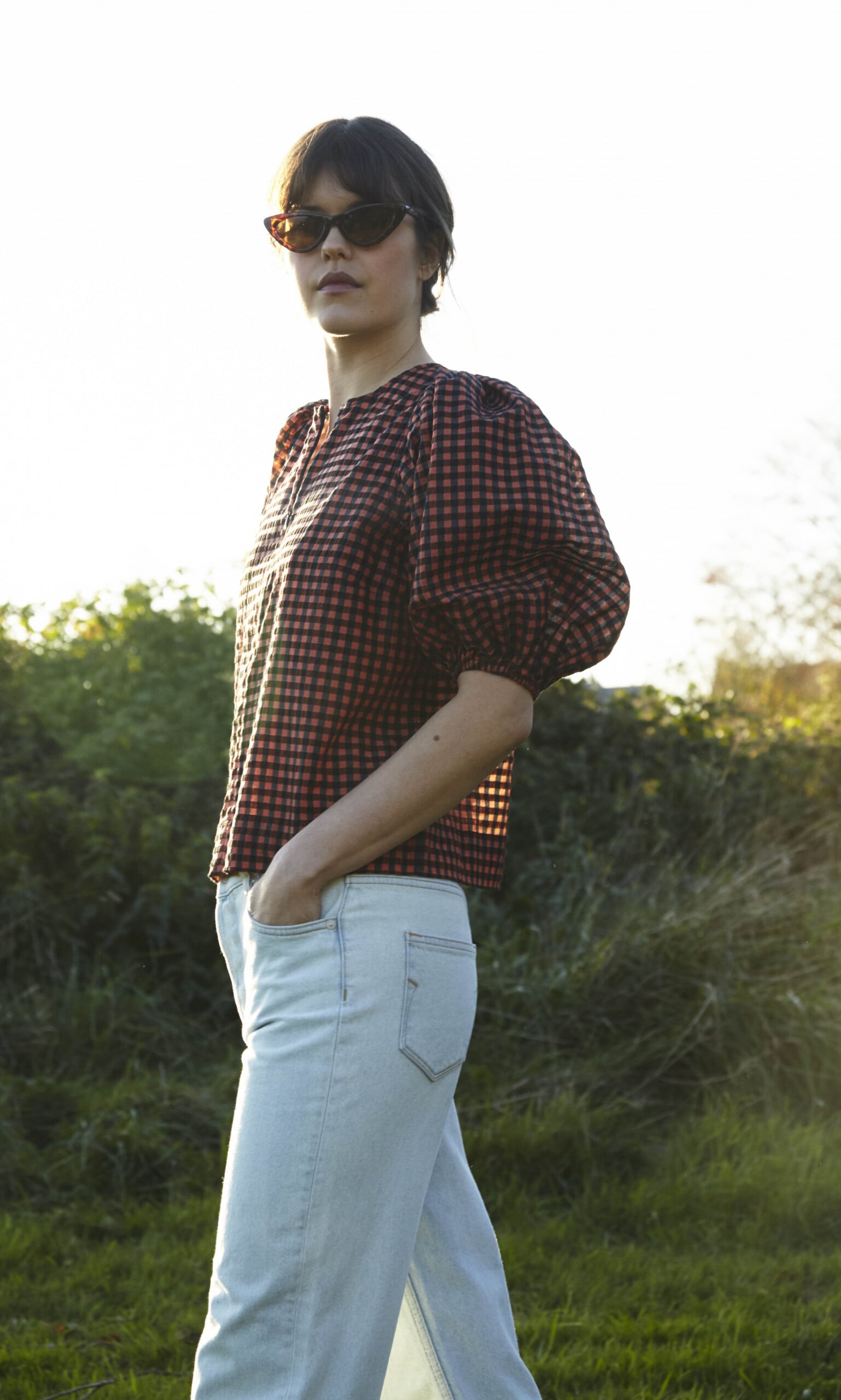 Ganni Seersucker Flame blouse