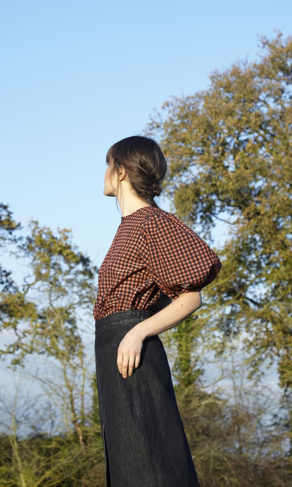 Ganni Seersucker Flame blouse