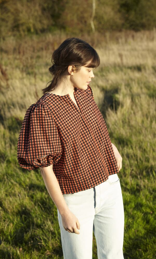 Ganni Seersucker Flame blouse