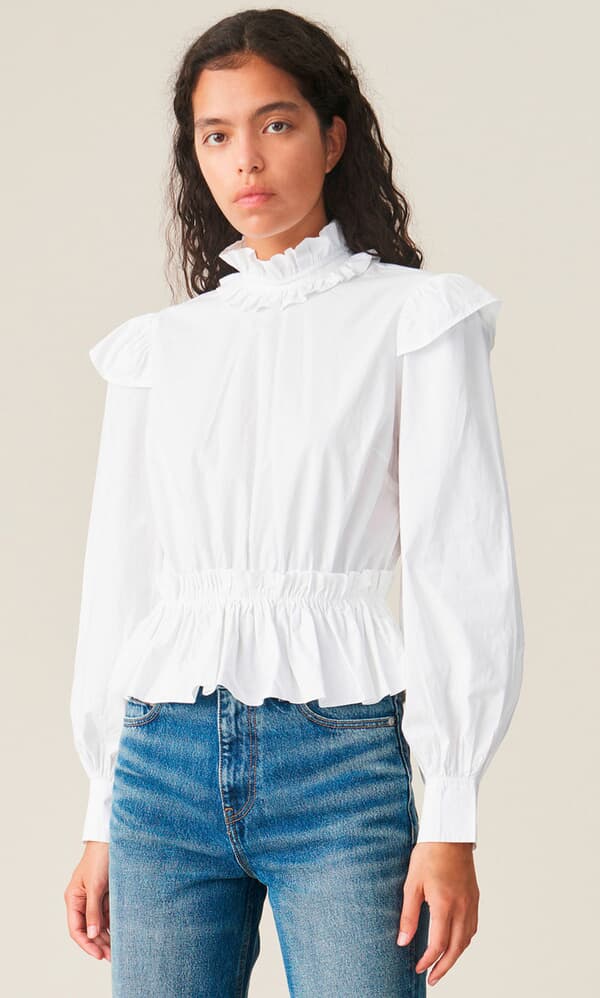 Ruffled poplin blouse By Ganni