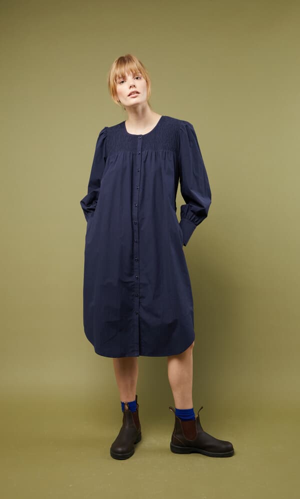 Shirred midi dress