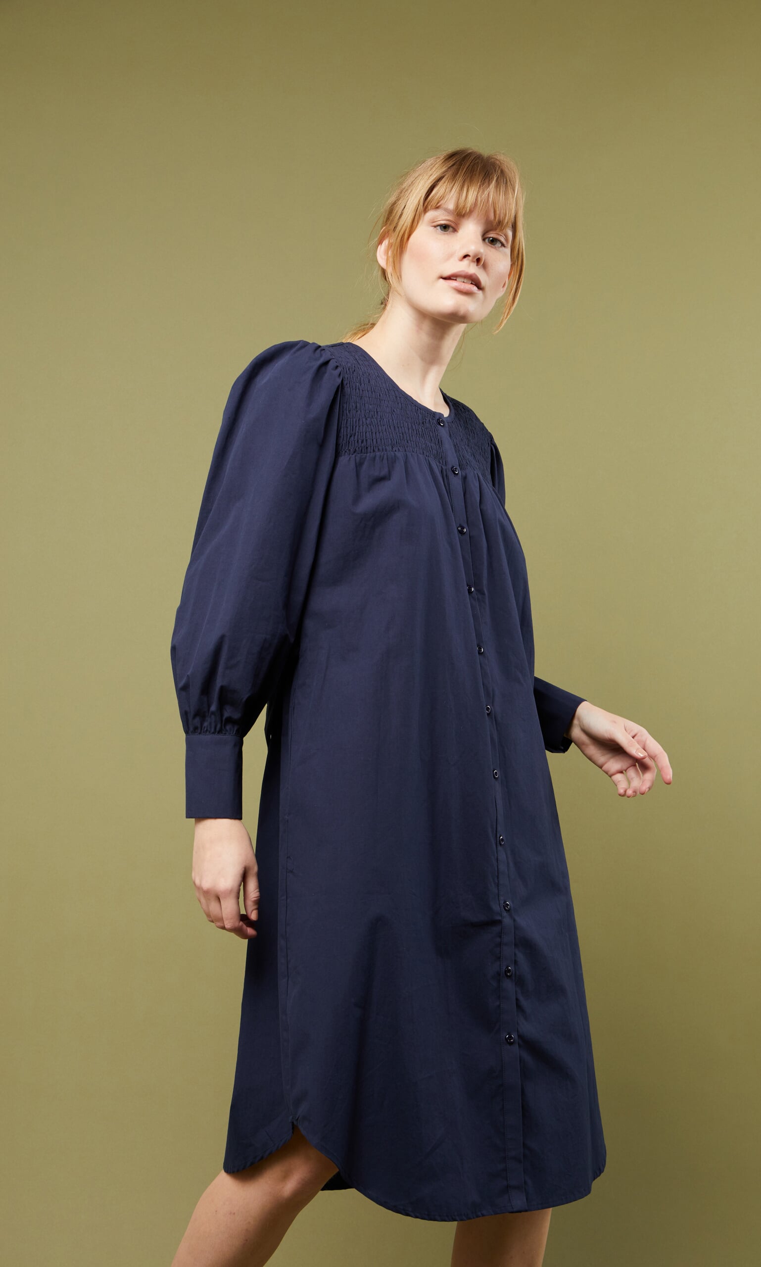 Shirred midi dress