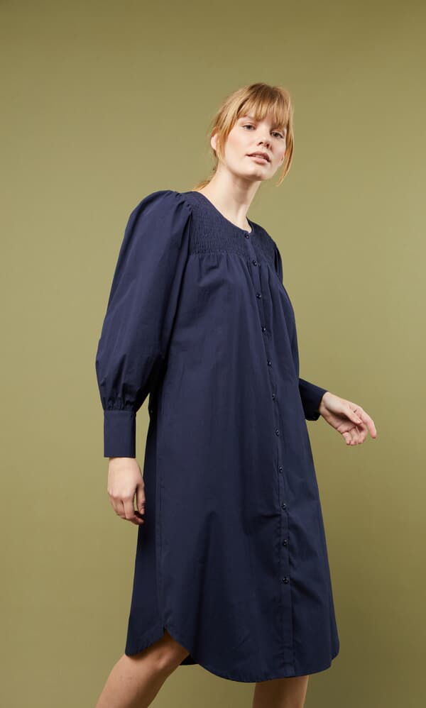 Shirred midi dress