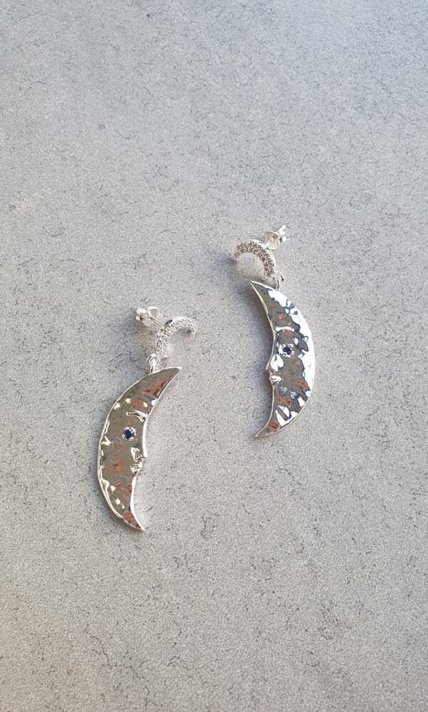 Silver half moon earrings