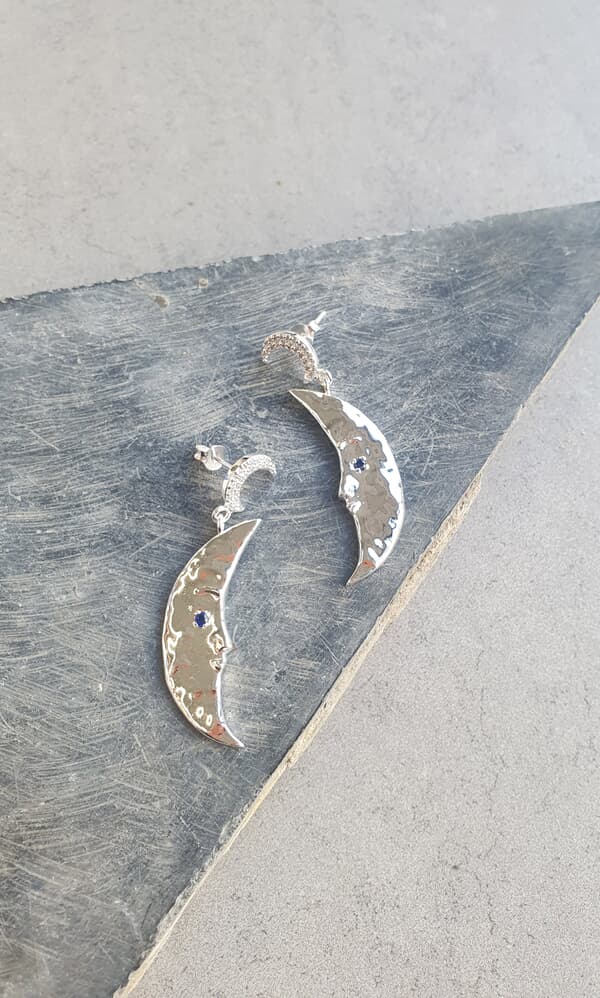 Silver half moon earrings
