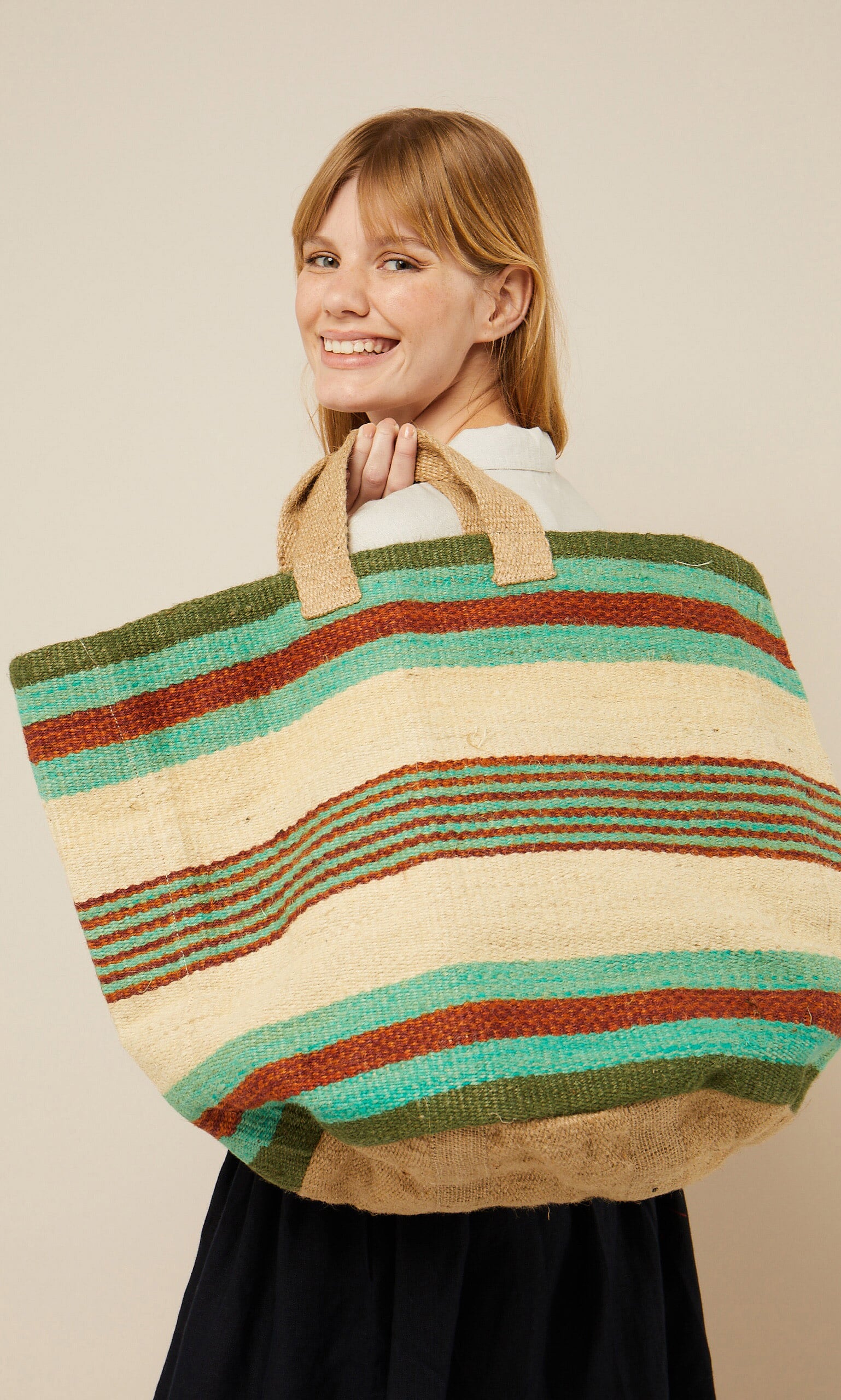 Stripe jute shopper