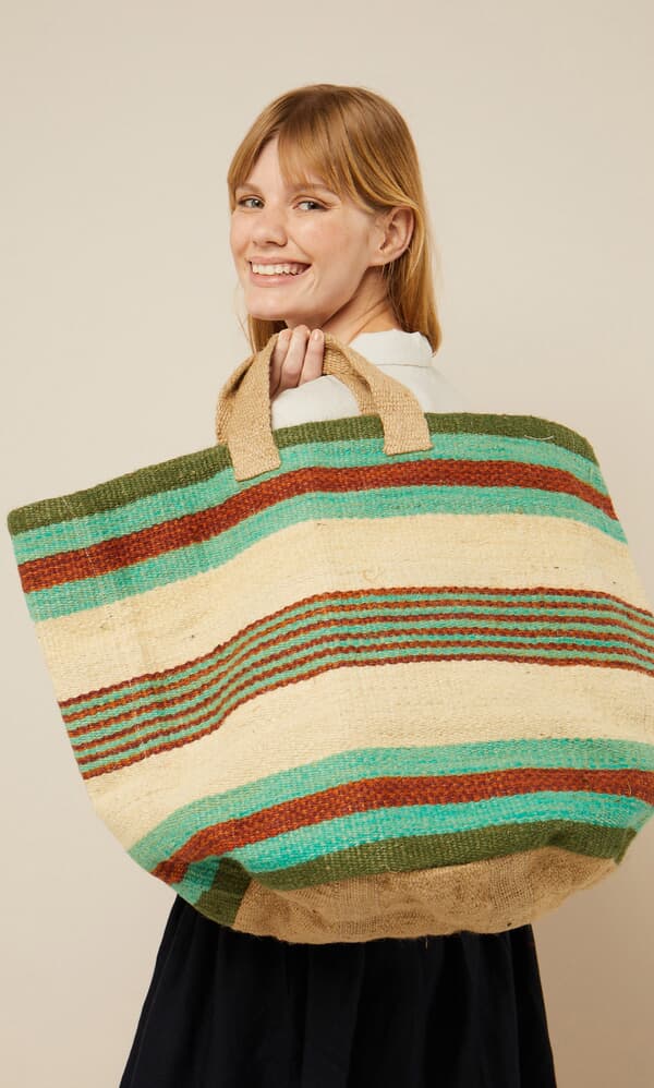 Stripe jute shopper